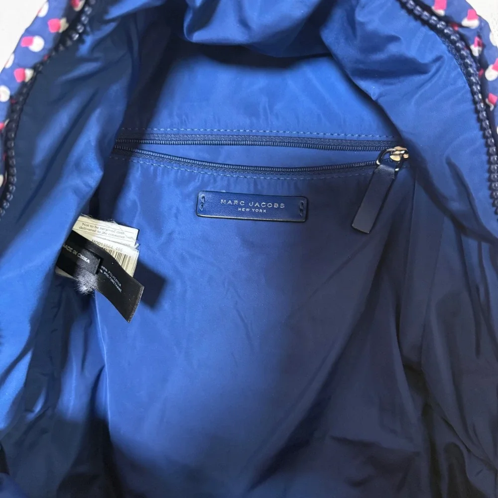 Marc Jacobs M0013564 Quilted Polka Dot Large Backpack Size Large Navy Blue Multi